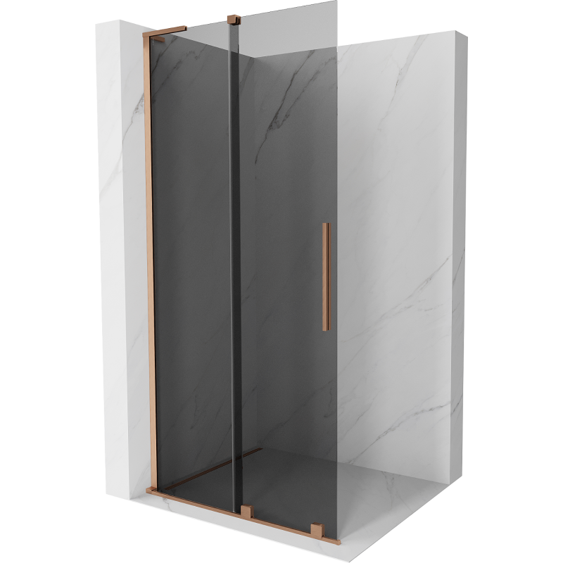 Mexen Velar L perete duș glisant Walk-in 110 x 200 cm, grafit 8 mm, cupru periat - 871-110-003-43-65