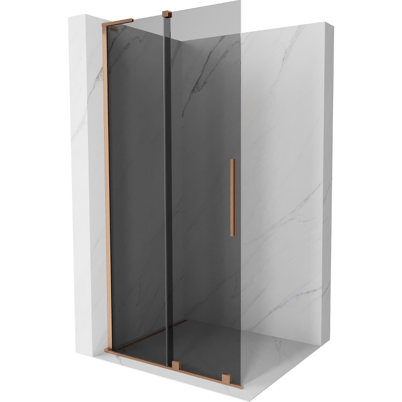 Mexen Velar L perete de duș glisant Walk-in 120 x 200 cm, grafit 8 mm, cupru periat - 871-120-003-43-65
