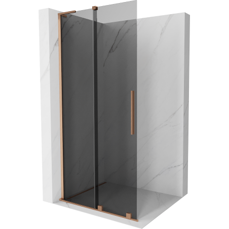 Mexen Velar L perete de duș glisant Walk-in 120 x 200 cm, grafit 8 mm, cupru periat - 871-120-003-43-65