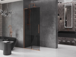 Mexen Velar L panou de duș glisant Walk-in 100 x 200 cm, grafit 8 mm, cupru periat - 871-100-003-43-65