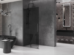 Mexen Velar L panou de duș cu glisare Walk-in 100 x 200 cm, grafit 8 mm, gri armat periat - 871-100-003-43-66