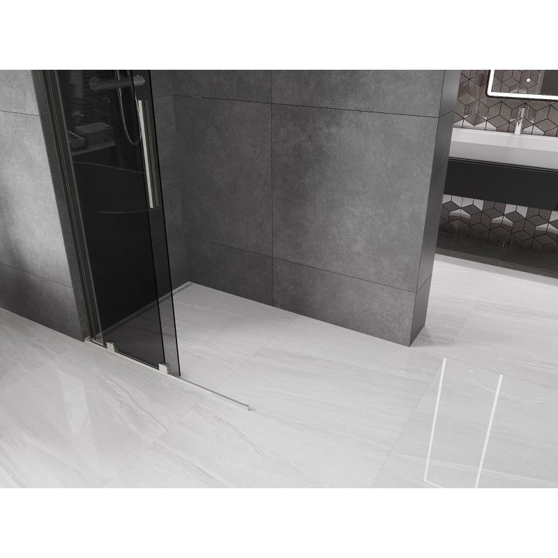 Mexen Velar L perete de duș glisant Walk-in 90 x 200 cm, grafit 8 mm, nichel periat - 871-090-003-43-97