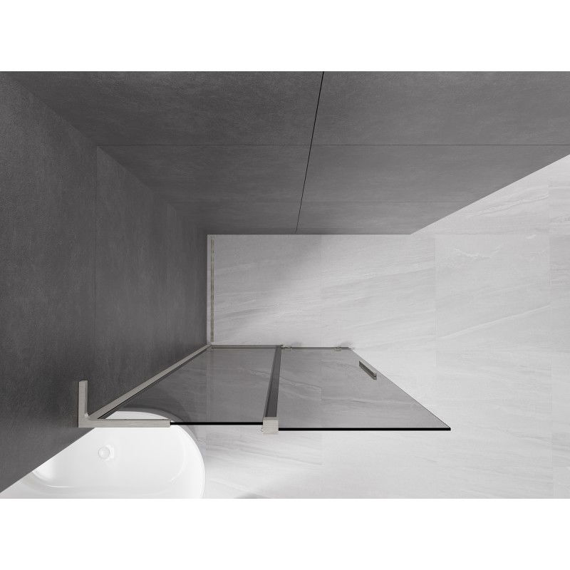 Mexen Velar L perete de duş culisant Walk-in 100 x 200 cm, grafit 8 mm, nichel periat - 871-100-003-43-97