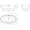 Cadă freestanding Mexen Eris 180 x 95 cm, albă, preaplin crom - 53441809500-01