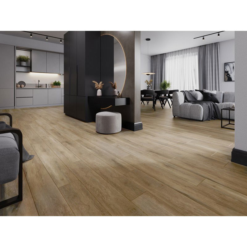 Mexen Long Creek vinyl padlóburkolat minta 1240 x 182 mm SPC 6,5 mm, IXPE alátét 1,5 mm, 4 V-horony, Tölgy - F1050-S