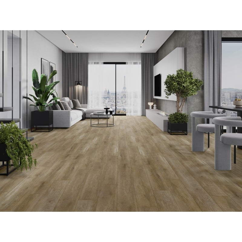 Mexen Clermont eșantion de panouri vinilice 1240 x 182 mm SPC 6,5 mm, bază IXPE 1,5 mm, 4 V-Fuga, Stejar - F1053-S