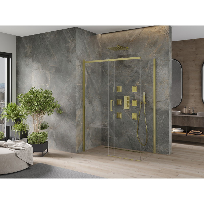 Mexen Omega 130 x 70 cm-es toló zuhanykabin, átlátszó, arany - 825-130-070-50-00
