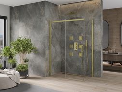 Mexen Omega cabina de duș glisantă 130 x 70 cm, transparentă, aurie - 825-130-070-50-00