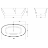 Mexen Eris cadă freestanding 180 x 95 cm, albă, preaplin negru - 53441809500-70
