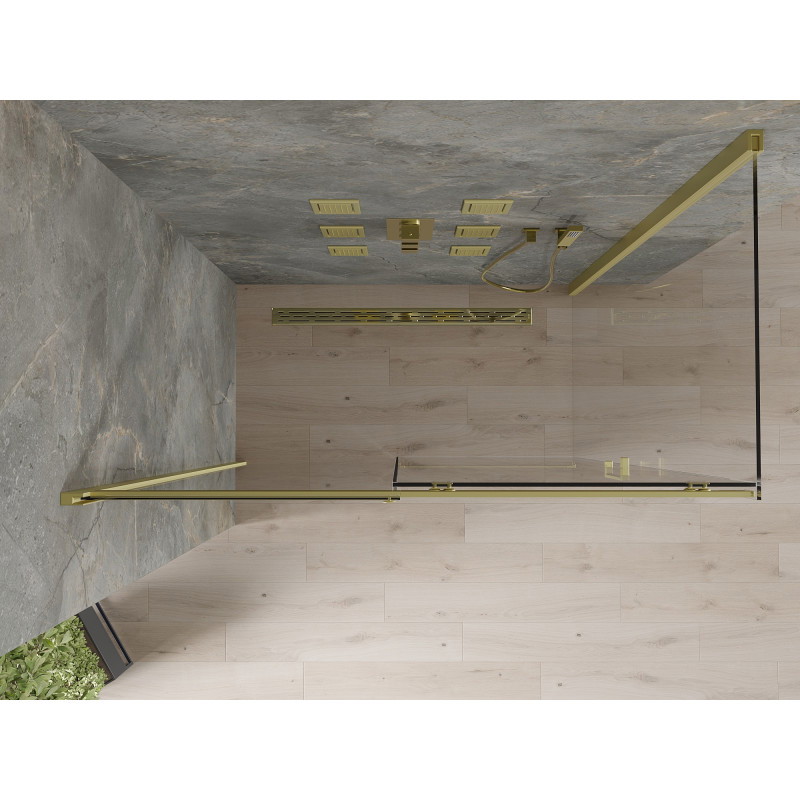 Mexen Omega 130 x 70 cm-es toló zuhanykabin, átlátszó, arany - 825-130-070-50-00