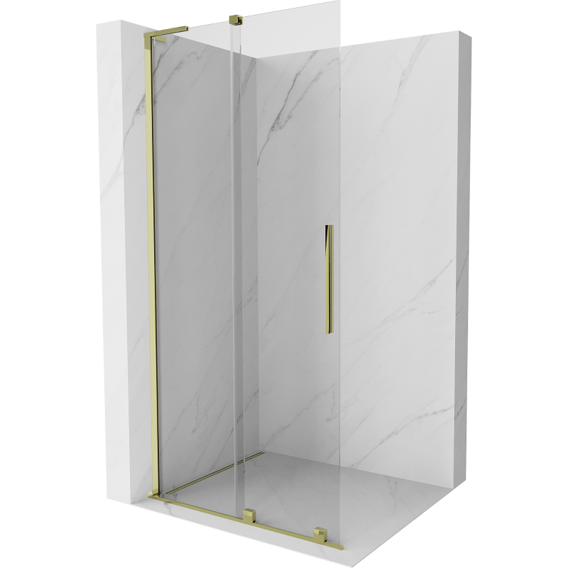 Mexen Velar L perete duș glisant Walk-in 120 x 200 cm, transparent 8 mm, auriu - 871-120-003-03-50