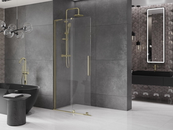 Mexen Velar L toló zuhanyfal Walk-in 100 x 200 cm, átlátszó 8 mm, arany - 871-100-003-03-50
