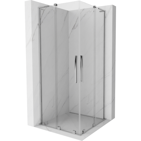 Mexen Velar L Duo cabină de duș glisantă 80 x 80 cm, transparentă, crom - 871-080-080-02-03-01