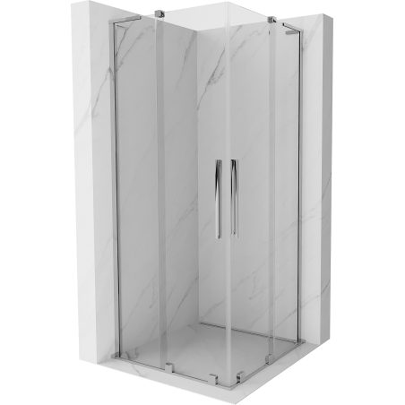 Mexen Velar L Duo tolóajtós zuhanykabin 90 x 90 cm, átlátszó, króm - 871-090-090-02-03-01