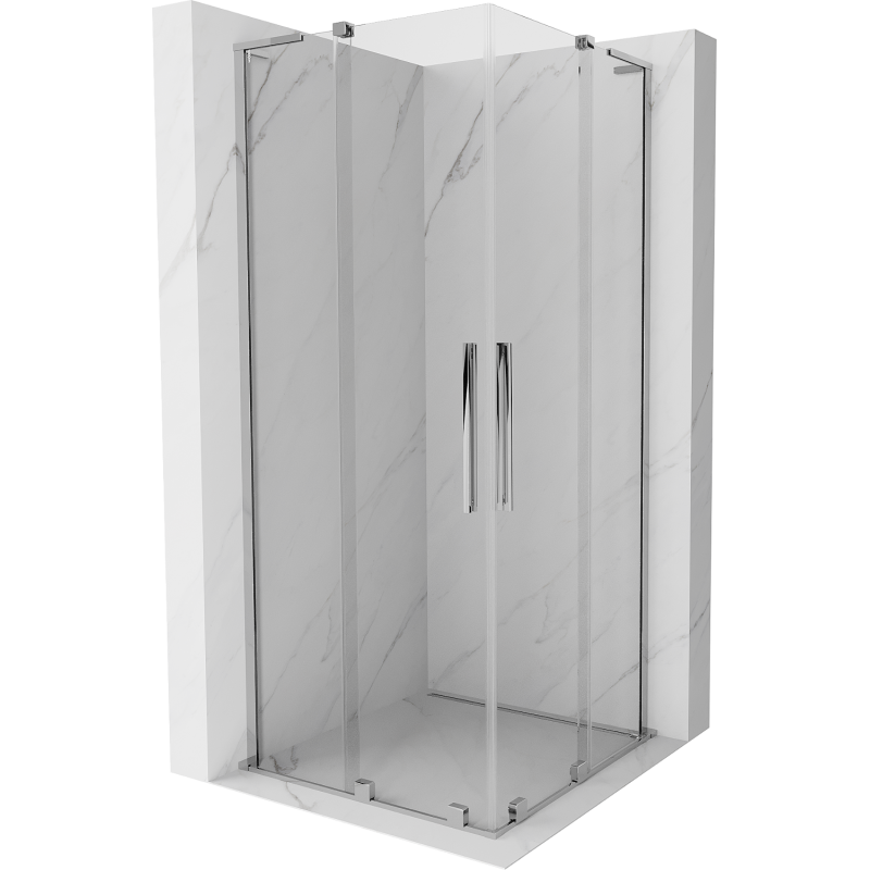 Mexen Velar L Duo cabină de duș glisantă 100 x 100 cm, transparent, crom - 871-100-100-02-03-01