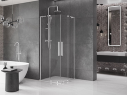 Mexen Velar L Duo cabină de duș glisantă 100 x 100 cm, transparent, crom - 871-100-100-02-03-01