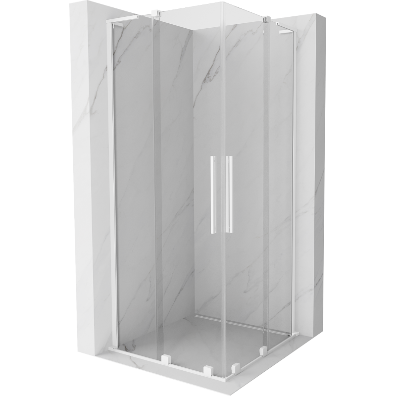 Mexen Velar L Duo tolóajtós zuhanykabin 90 x 90 cm, átlátszó, fehér - 871-090-090-02-03-20