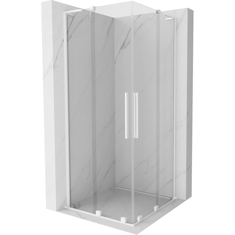 Cabină de duș culisantă Mexen Velar L Duo 100 x 100 cm, transparentă, albă - 871-100-100-02-03-20