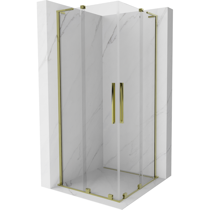 Mexen Velar L Duo cabină de duș glisantă 100 x 100 cm, transparentă, aurie - 871-100-100-02-03-50