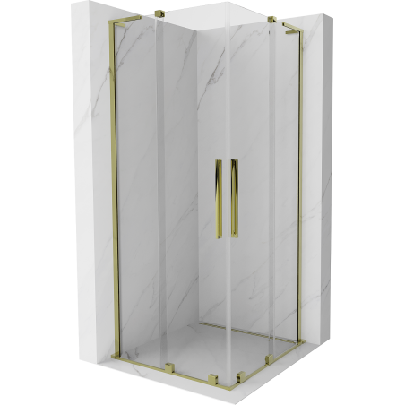 Mexen Velar L Duo cabină de duș glisantă 100 x 100 cm, transparentă, aurie - 871-100-100-02-03-50