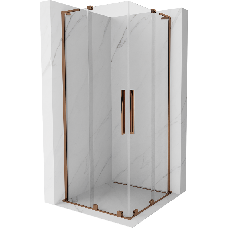 Mexen Velar L Duo cabină de duș glisantă 80 x 80 cm, transparent, aur roz - 871-080-080-02-03-60