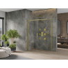 Mexen Omega 140 x 70 cm-es toló zuhanykabin, átlátszó, arany - 825-140-070-50-00