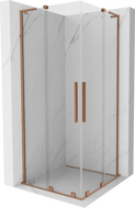 Mexen Velar L Duo cabină de duș glisantă 80 x 80 cm, transparent, cupru periat - 871-080-080-02-03-65