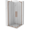 Mexen Velar L Duo tolóajtós zuhanykabin 90 x 90 cm, átlátszó, csiszolt réz - 871-090-090-02-03-65