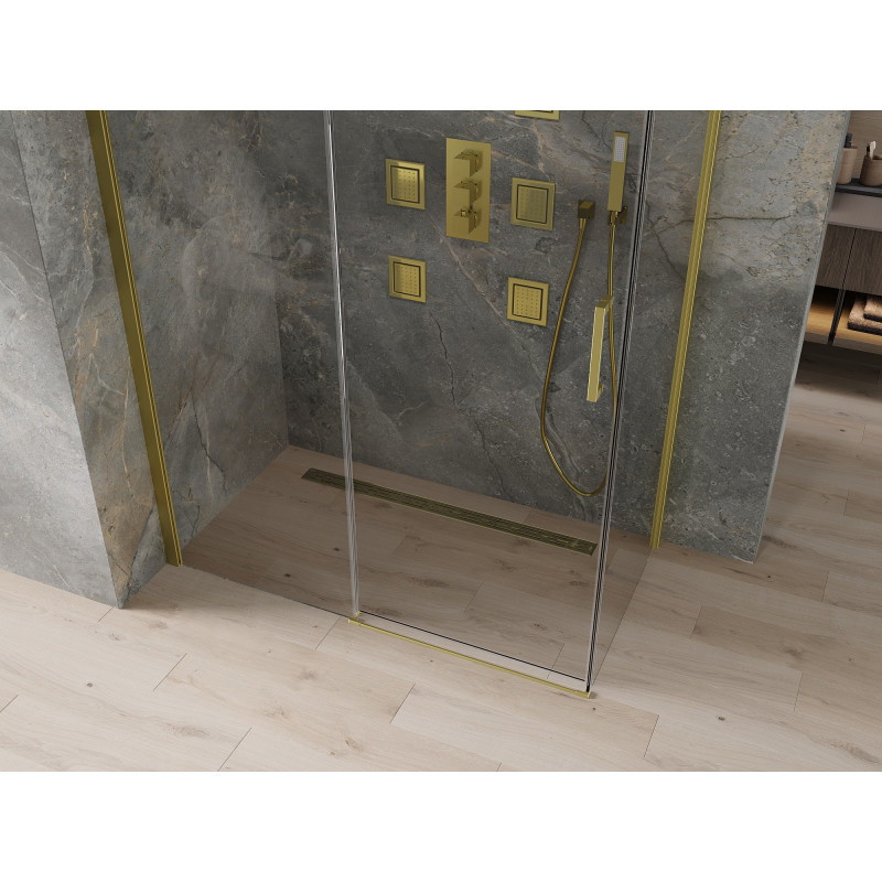 Mexen Omega 140 x 70 cm-es toló zuhanykabin, átlátszó, arany - 825-140-070-50-00