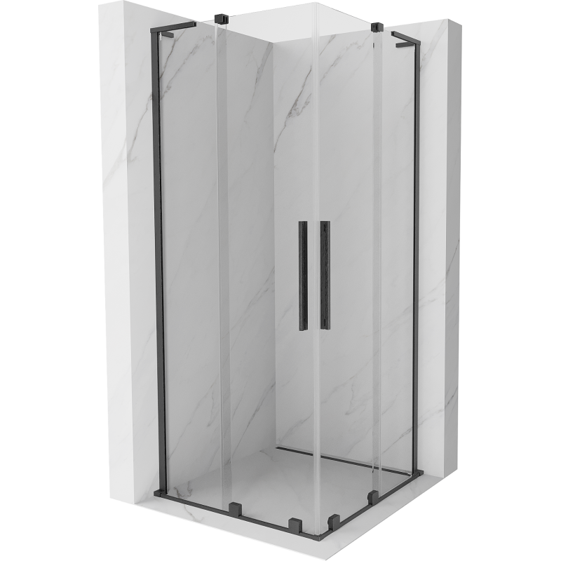 Mexen Velar L Duo tolóajtós zuhanykabin 90 x 90 cm, átlátszó, fegyverszürke kefélt - 871-090-090-02-03-66