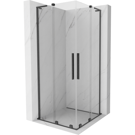 Mexen Velar L Duo tolóajtós zuhanykabin 90 x 90 cm, átlátszó, fegyverszürke kefélt - 871-090-090-02-03-66