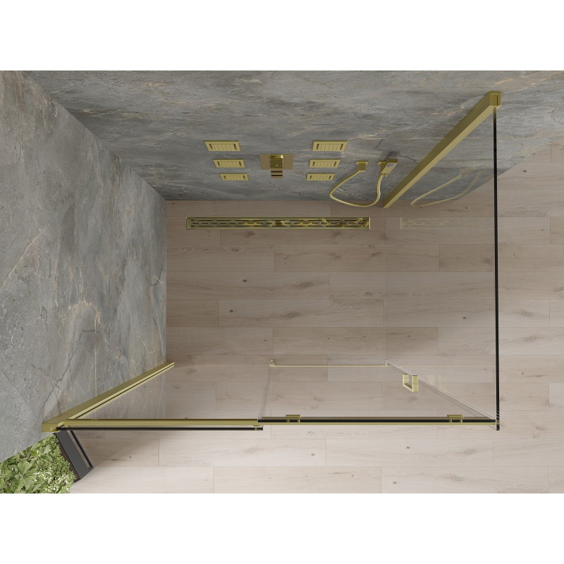 Mexen Omega kihúzható zuhanykabin 130 x 100 cm, átlátszó, arany - 825-130-100-50-00
