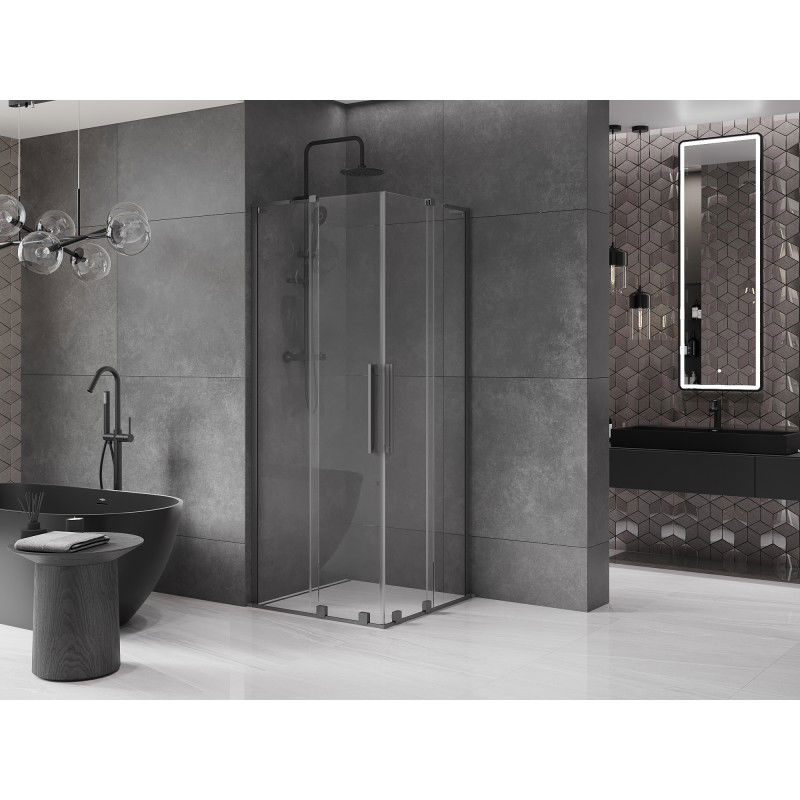 Mexen Velar L Duo cabină de duș glisantă 90 x 90 cm, transparent, gun metal - 871-090-090-02-03-95