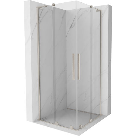 Mexen Velar L Duo cabină de duș glisantă 90 x 90 cm, transparentă, nichel periat - 871-090-090-02-03-97