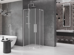 Mexen Velar L Duo cabină de duș glisantă 100 x 100 cm, mat, crom - 871-100-100-02-33-01