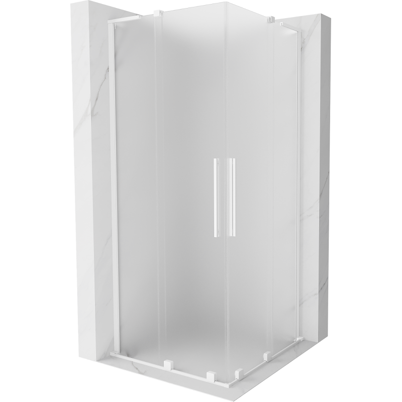 Mexen Velar L Cabină de duș Duo culisantă 80 x 80 cm, geam mat, albă - 871-080-080-02-33-20