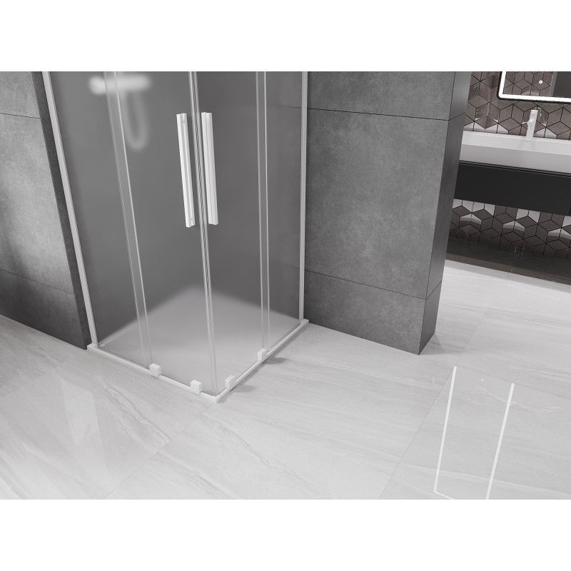 Mexen Velar L Duo cabină de duș culisantă 90 x 90 cm, înghețată, albă - 871-090-090-02-33-20