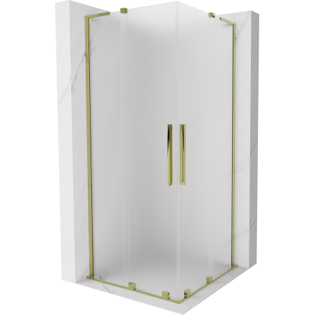 Mexen Velar L Duo cabină de duș glisantă 100 x 100 cm, sablat, auriu - 871-100-100-02-33-50