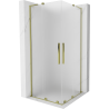 Mexen Velar L Duo tolóajtós zuhanykabin 100 x 100 cm, fagyott, arany - 871-100-100-02-33-50