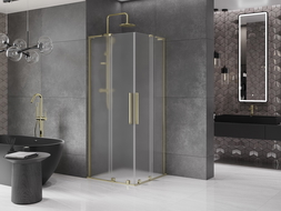 Cabină de duș Mexen Velar L Duo, glisantă, 90 x 90 cm, înghețat, auriu - 871-090-090-02-33-50