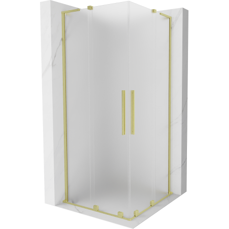 Mexen Velar L Duo cabină de duș culisantă 80 x 80 cm, sablat, auriu periat - 871-080-080-02-33-55