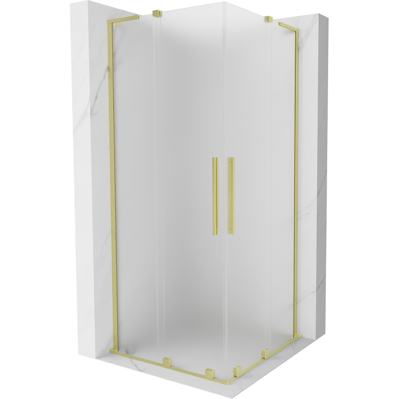 Cabină de duș culisantă Mexen Velar L Duo 100 x 100 cm, mat, auriu periat - 871-100-100-02-33-55