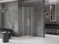 Cabină de duș culisantă Mexen Velar L Duo 100 x 100 cm, mat, auriu periat - 871-100-100-02-33-55