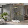 Mexen Omega 100 x 70 cm-es tolóajtós zuhanykabin, átlátszó, arany + Flat zuhanytálca - 825-100-070-50-00-4010