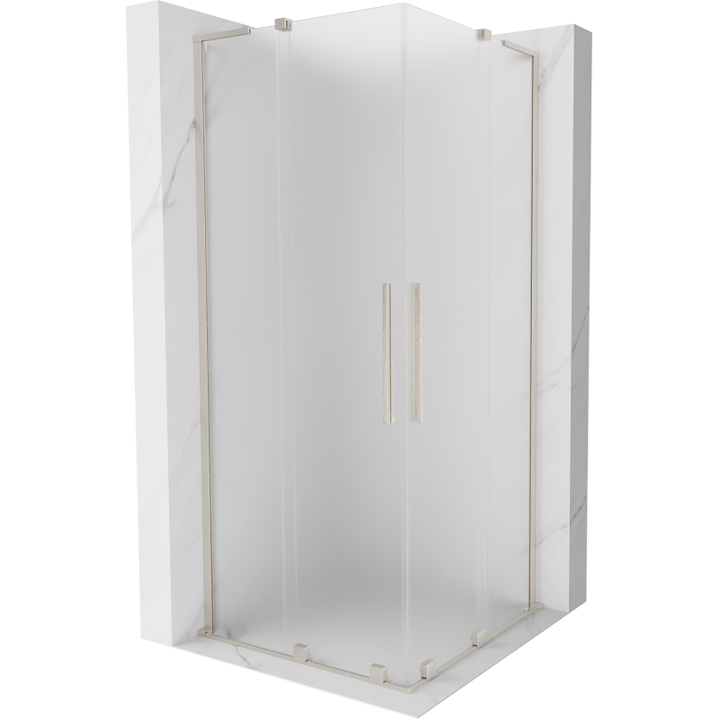 Mexen Velar L Duo cabină de duș glisantă 80 x 80 cm, înghețat, nichel periat - 871-080-080-02-33-97