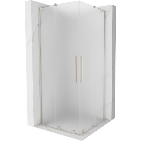 Mexen Velar L Duo cabină de duș glisantă 80 x 80 cm, înghețat, nichel periat - 871-080-080-02-33-97