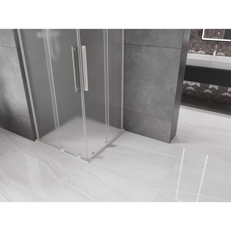 Mexen Velar L Duo cabină de duș glisantă 80 x 80 cm, înghețat, nichel periat - 871-080-080-02-33-97