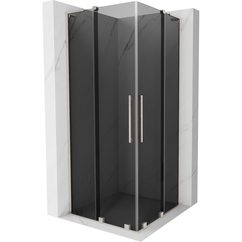 Mexen Velar L Duo cabină de duș glisantă 90 x 90 cm, grafit, nichel periat - 871-090-090-02-43-97