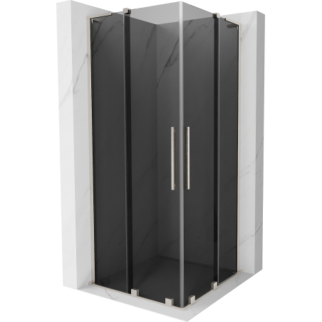Mexen Velar L Duo cabină de duș glisantă 90 x 90 cm, grafit, nichel periat - 871-090-090-02-43-97