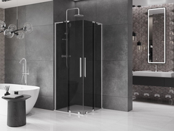Mexen Velar L Duo cabină de duș glisantă 100 x 100 cm, grafit, crom - 871-100-100-02-43-01